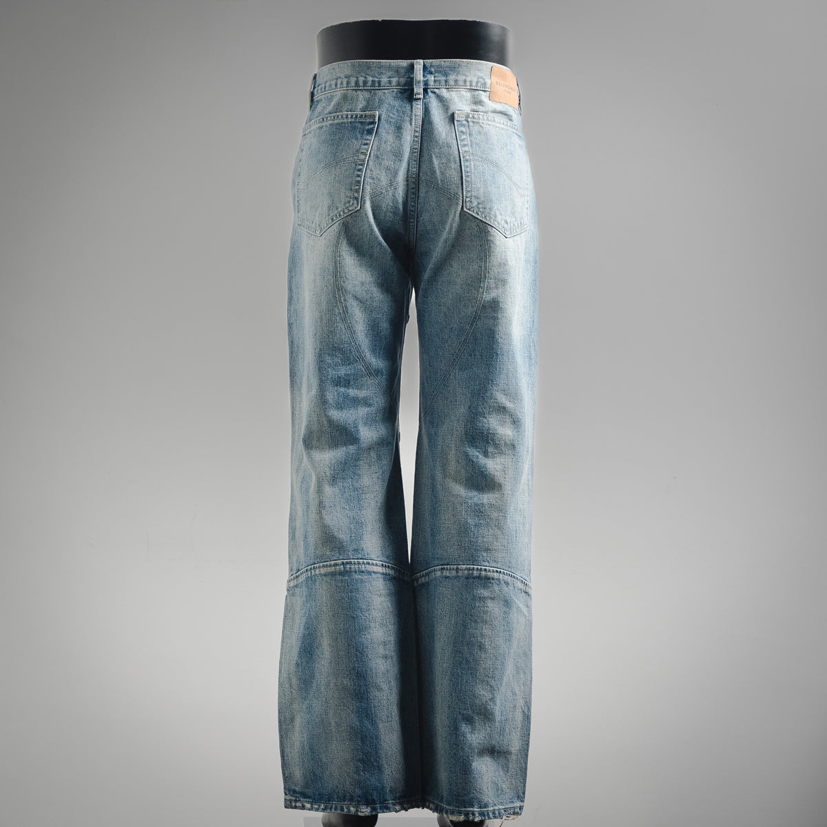 Balencia! Blue Distressed Low-Rise Wide-Leg Jeans
