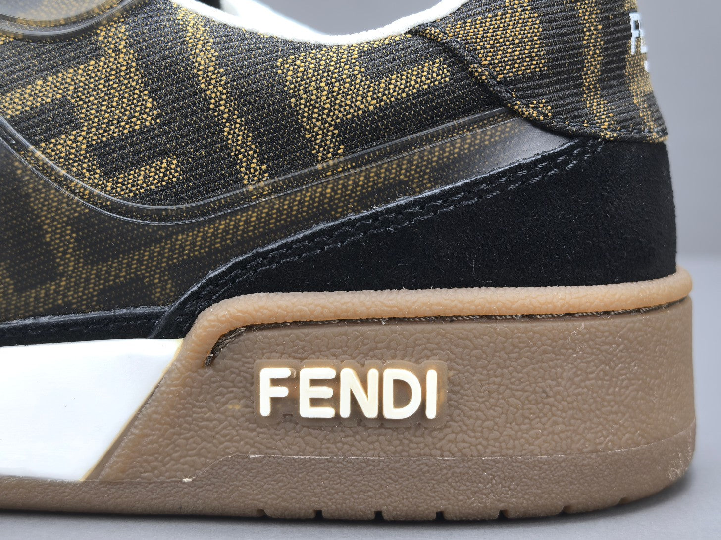 Fend! Match Sneakers Brown FF Jacquard & Black Suede Fabric Low Tops
