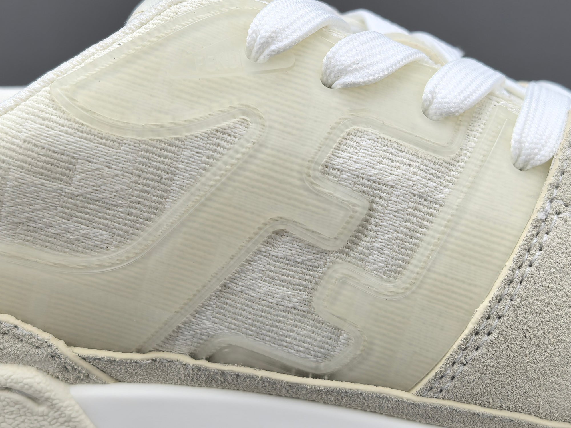 Fend! Match Sneakers FF Jacquard White Suede Fabric Low Tops