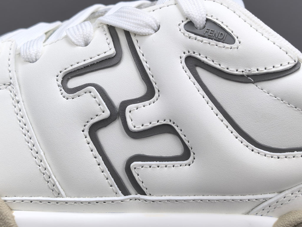 Fend! Match Sneakers FF Jacquard White & Black Suede Fabric Low Tops