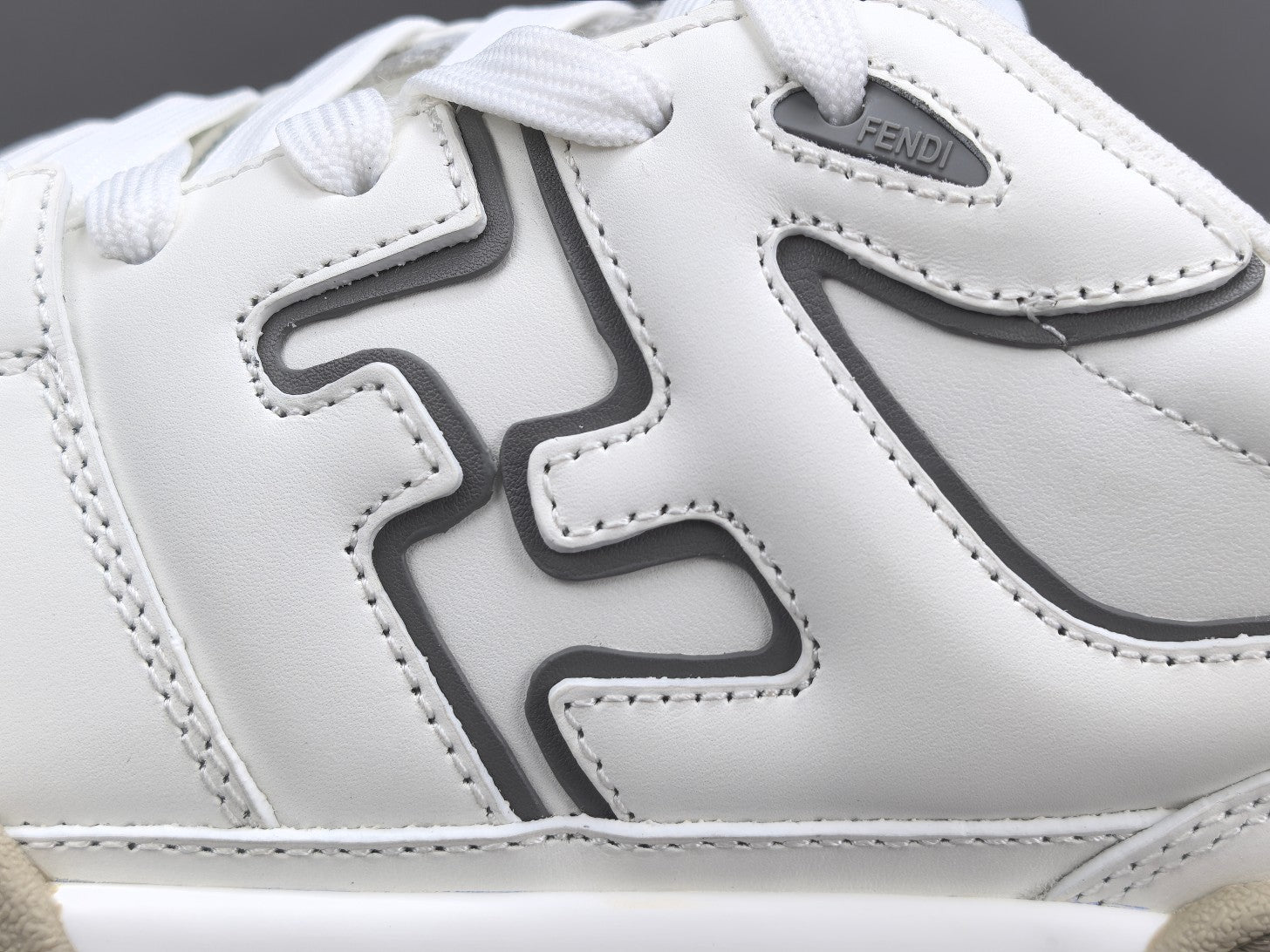 Fend! Match Sneakers FF Jacquard White & Black Suede Fabric Low Tops