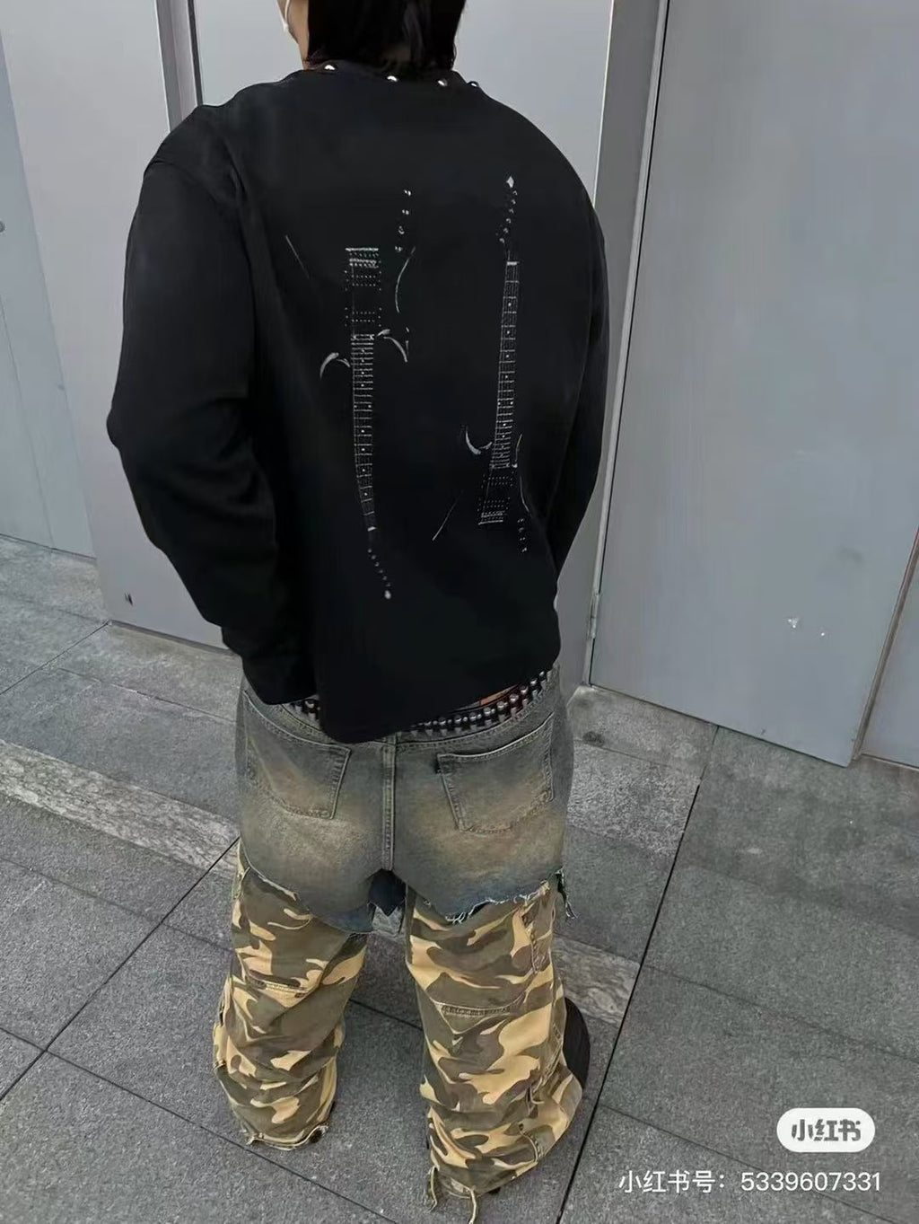 PROJEC! G/R Fake Layered Camouflage Washed Cargo Denim Jeans