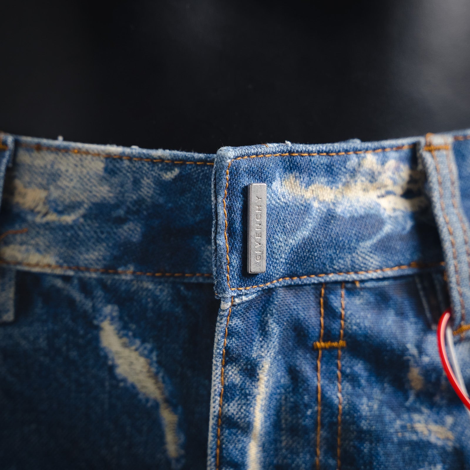 GIVENCH! Blue Distressed Straight-Leg Jeans
