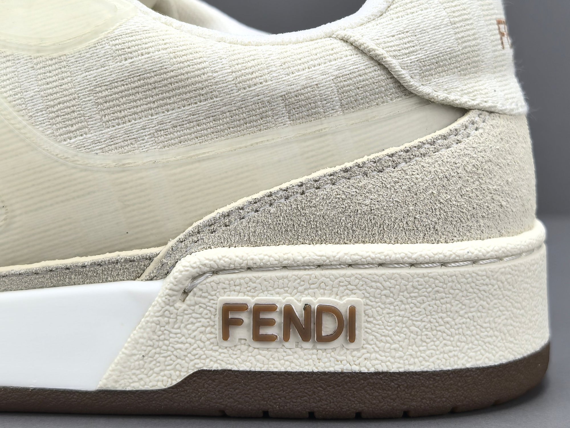 Fend! Match Sneakers FF Jacquard White Suede Fabric Low Tops