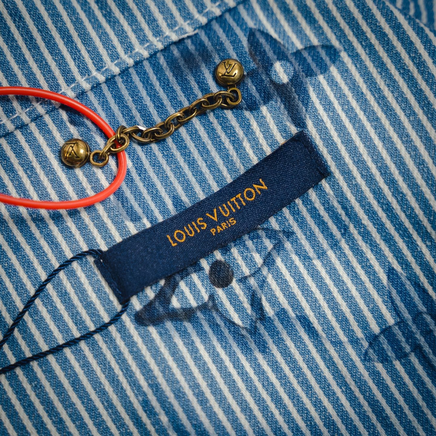 LV Striped Monogram Workwear Denim Shirt