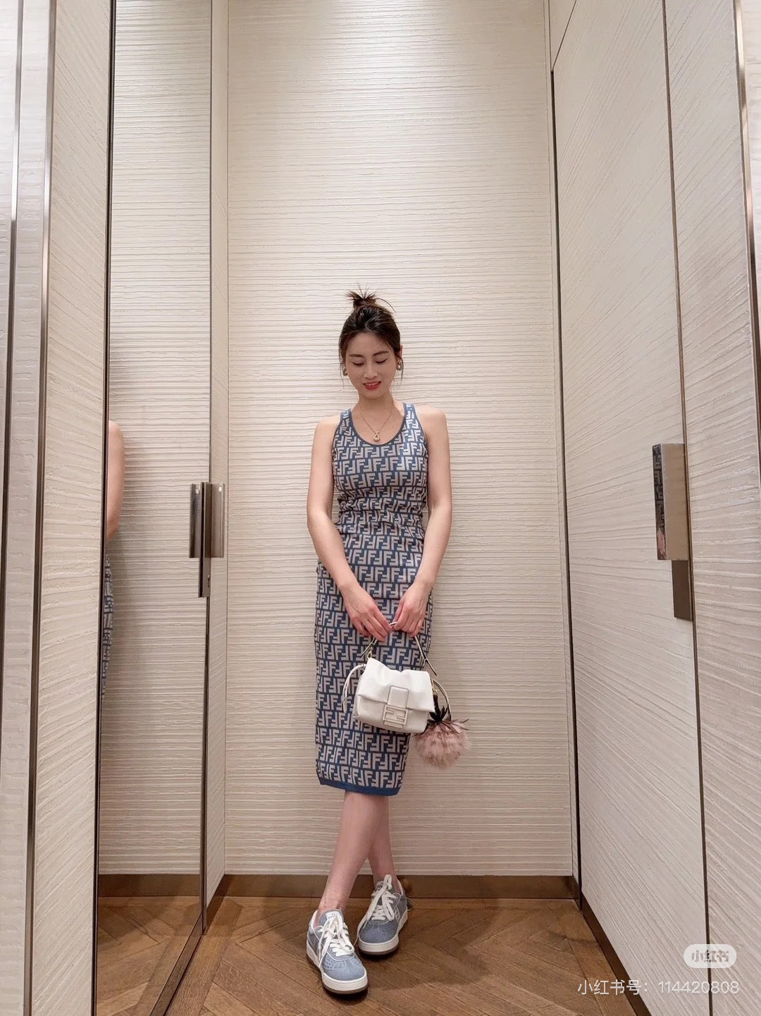Fendi Blue FF Cotton Dress
