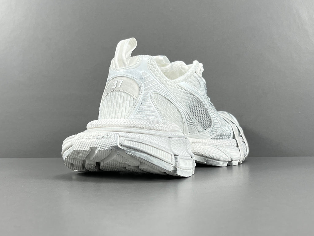 Balenciag! 3xl Mesh Lace-Up Distressed Sneaker in White