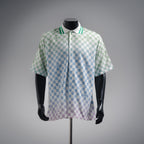 قميص بولو LV Damier Gradient المطبوع من الحرير والقطن بأكمام قصيرة