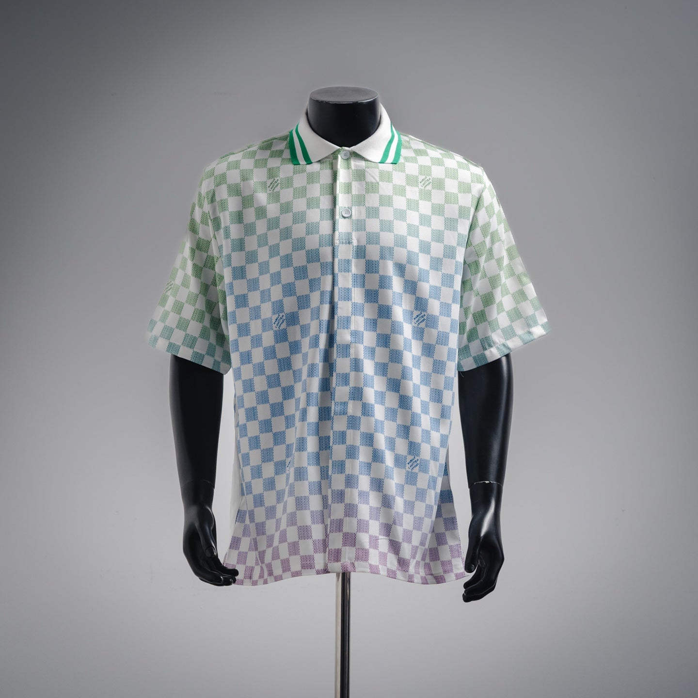 LV Damier Gradient Printed Silk & cotton Polo Short-Sleeved Shirt