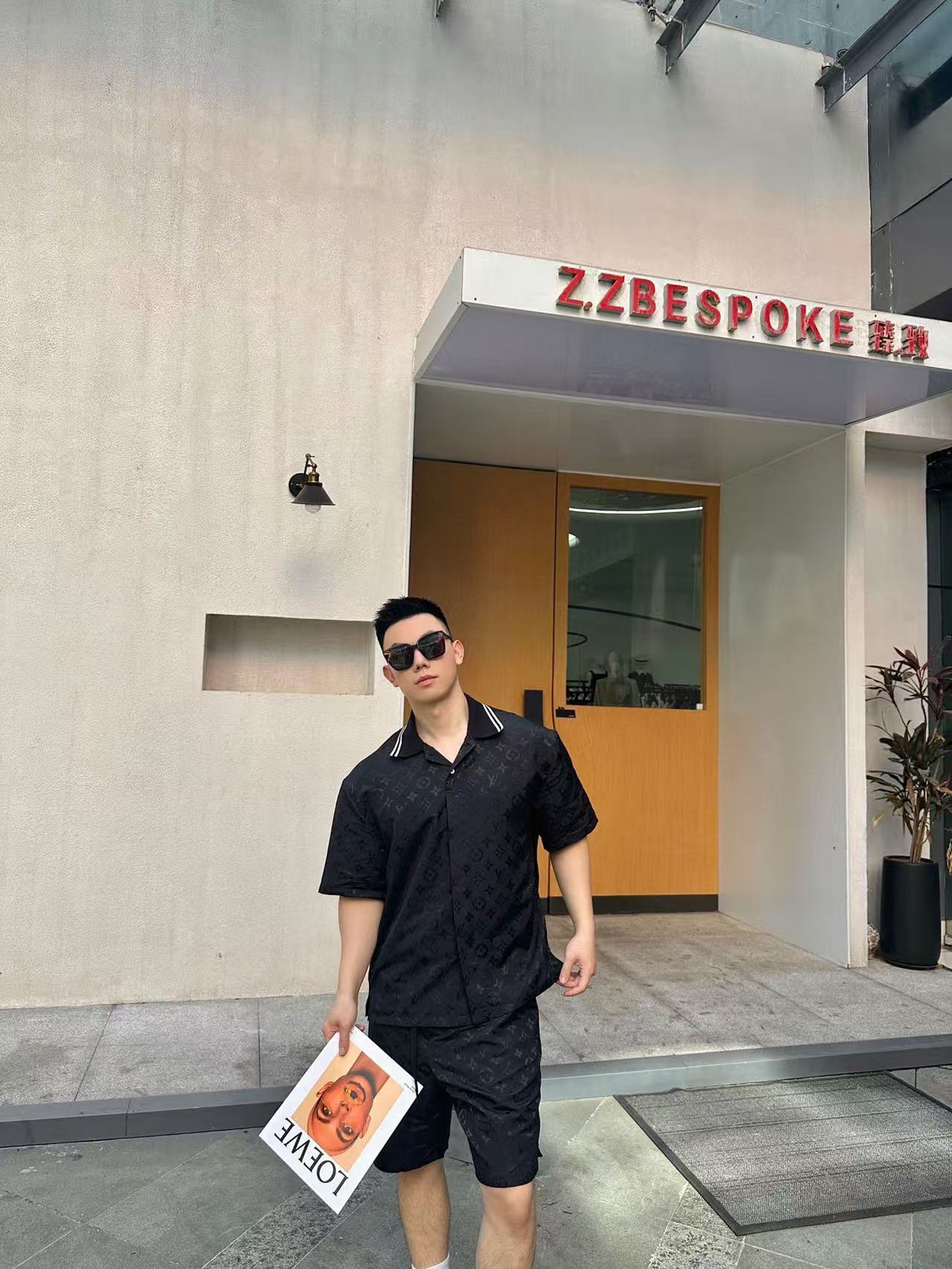 LV Damier Gradient Printed Silk & cotton Polo Short-Sleeved Shirt