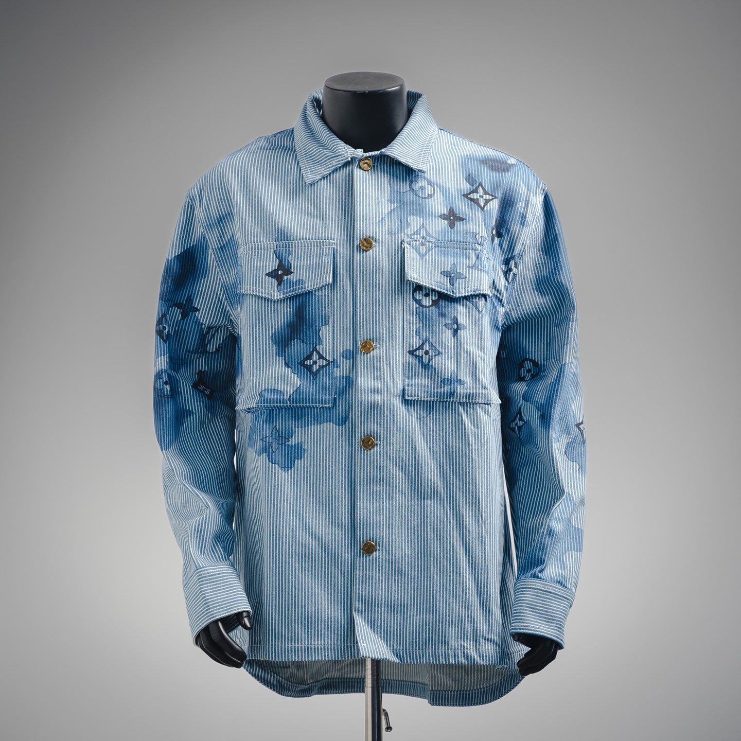 LV Striped Monogram Workwear Denim Shirt