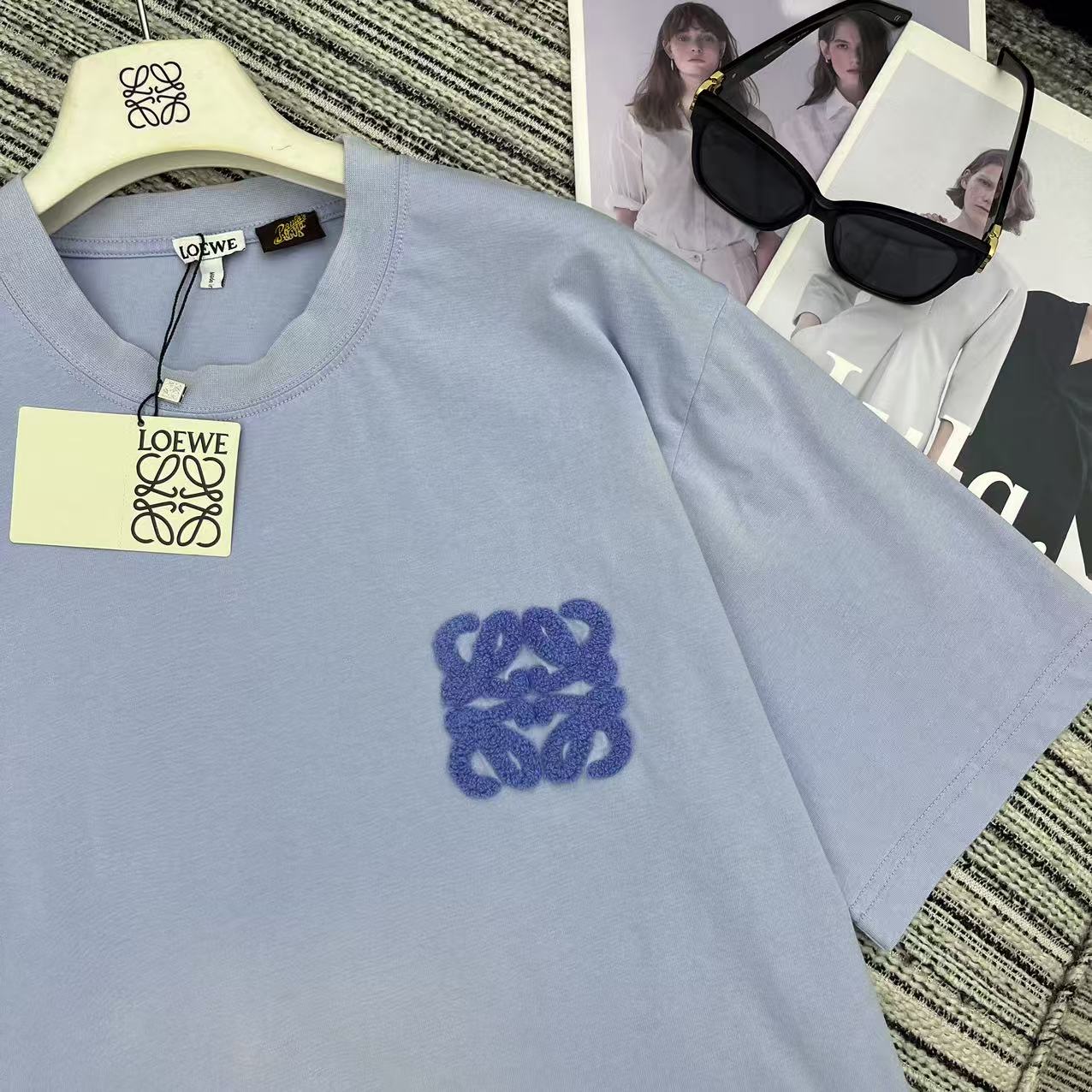 LOEW! embroidered logo round neck short sleeve T-shirt