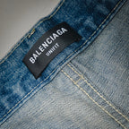 Balencia! Blue Distressed Low-Rise Wide-Leg Jeans