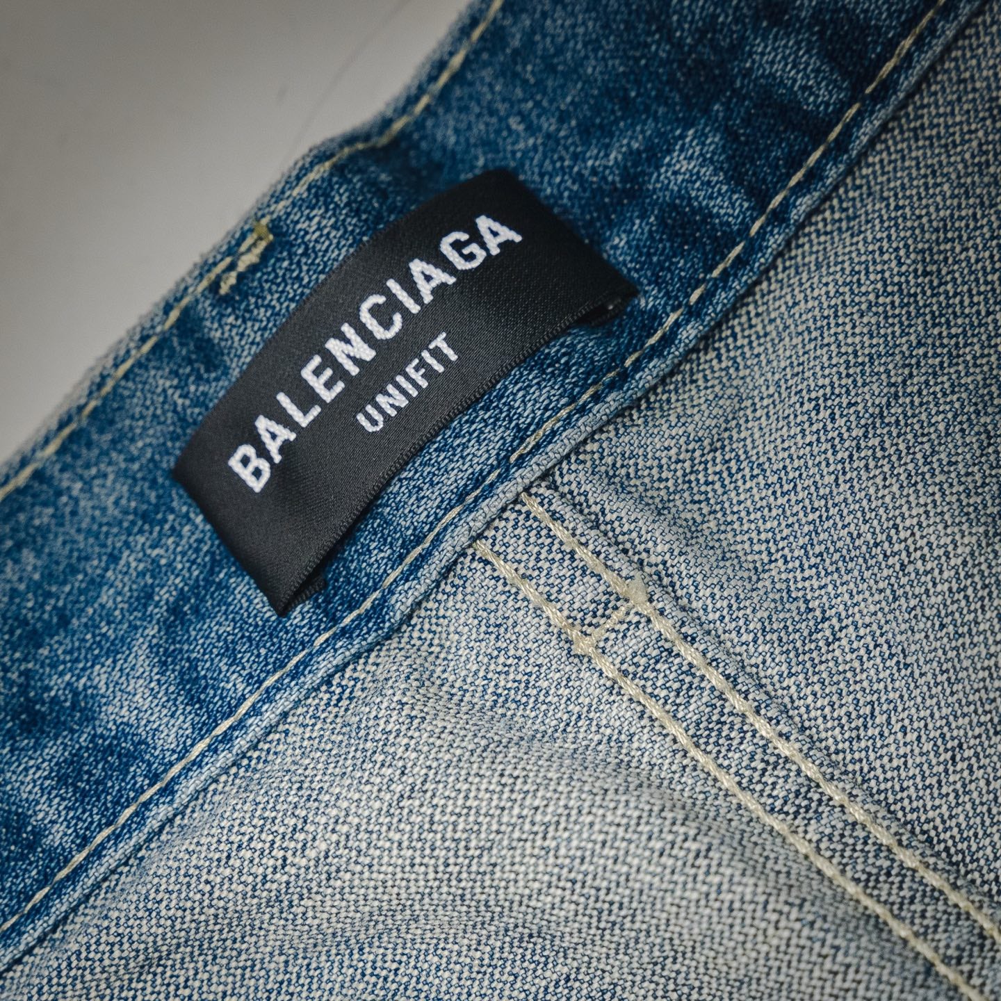 Balencia! Blue Distressed Low-Rise Wide-Leg Jeans