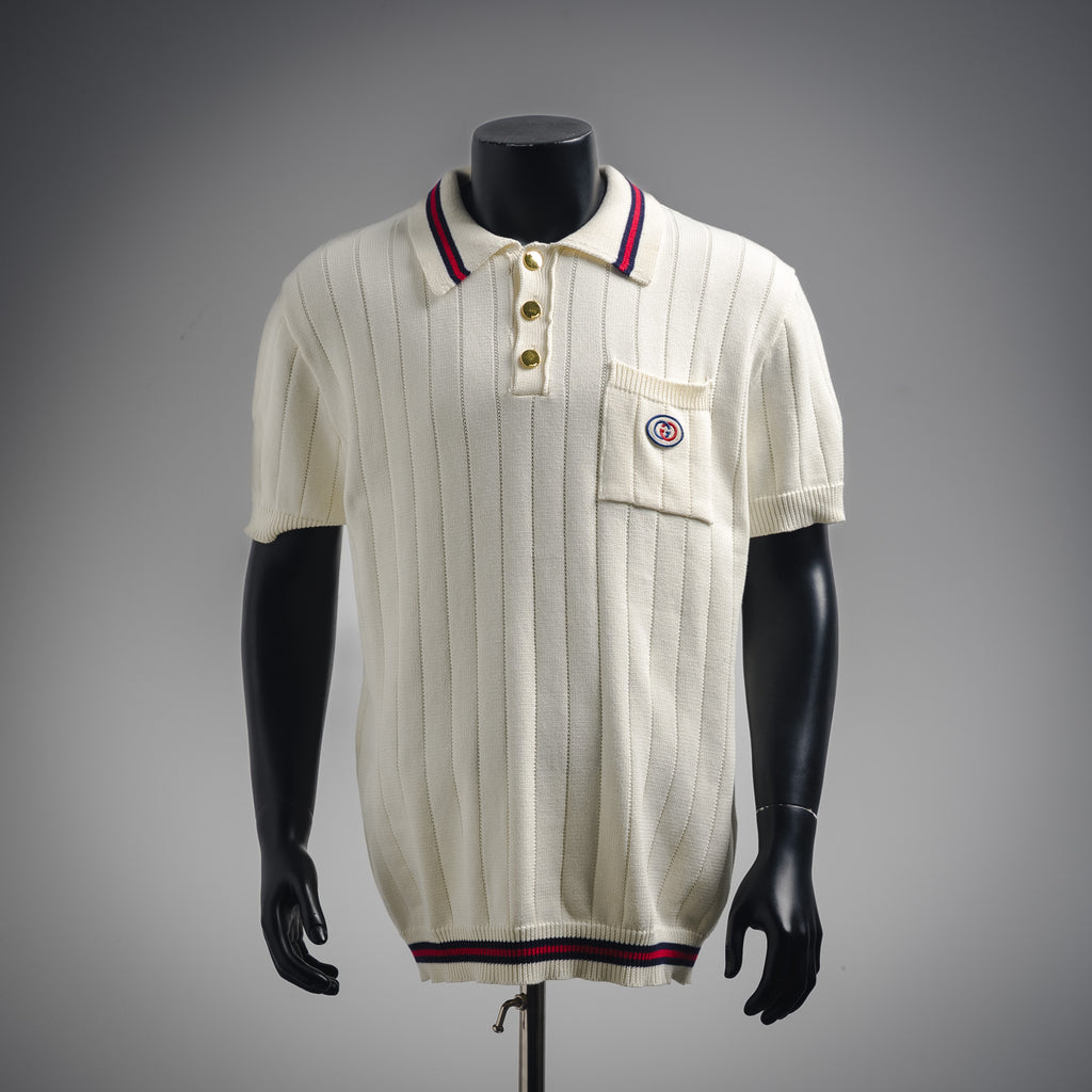 Gucci Web Stripe Knitted Polo Shirt