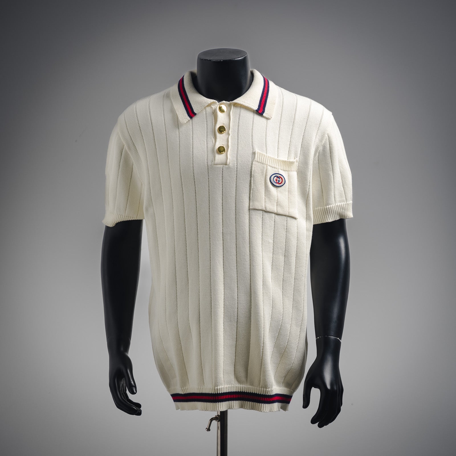 Gucci Web Stripe Knitted Polo Shirt