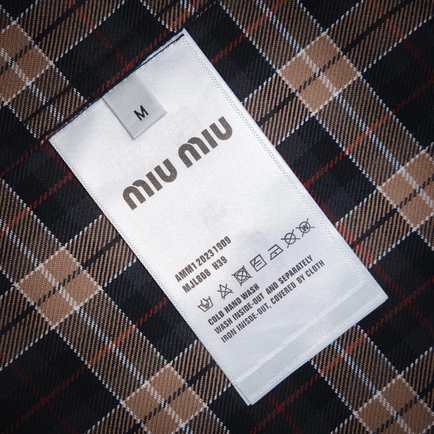 Miu Mi! Brown Wool Tartan Shirt