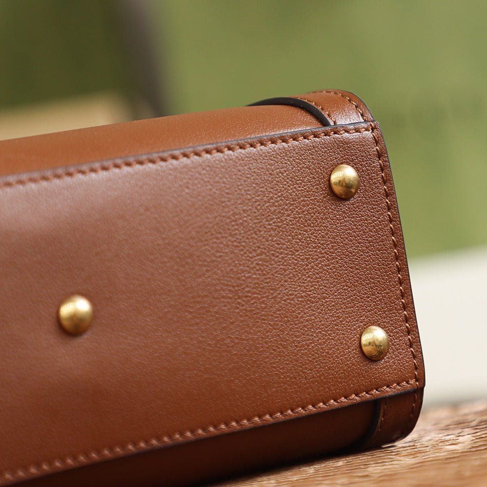 Gucc! Diana Small Tote Bag in Beige brown Leather