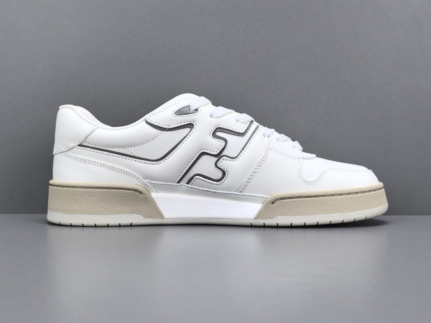 Fend! Match Sneakers FF Jacquard White & Black Suede Fabric Low Tops