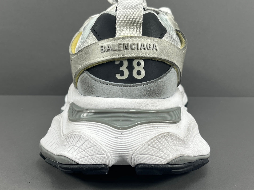 Balenciag! Cargo Round Toe Lace-Up Sneakers in White & gray