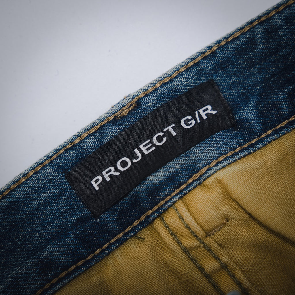 PROJEC! G/R Fake Layered Camouflage Washed Cargo Denim Jeans