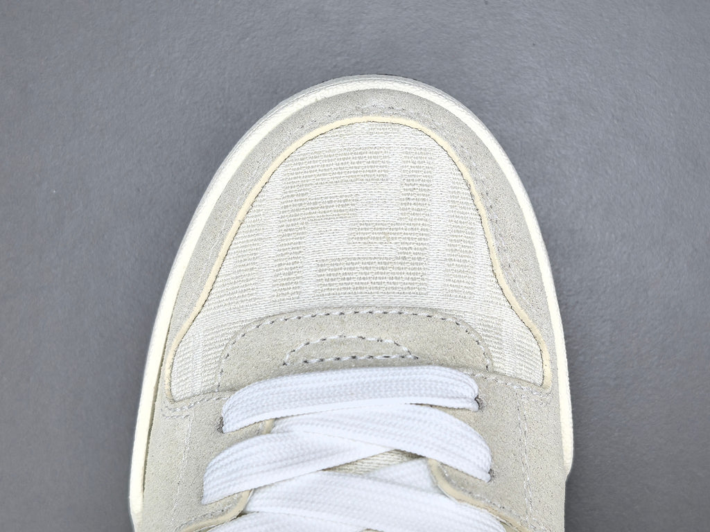 Fend! Match Sneakers FF Jacquard White Suede Fabric Low Tops