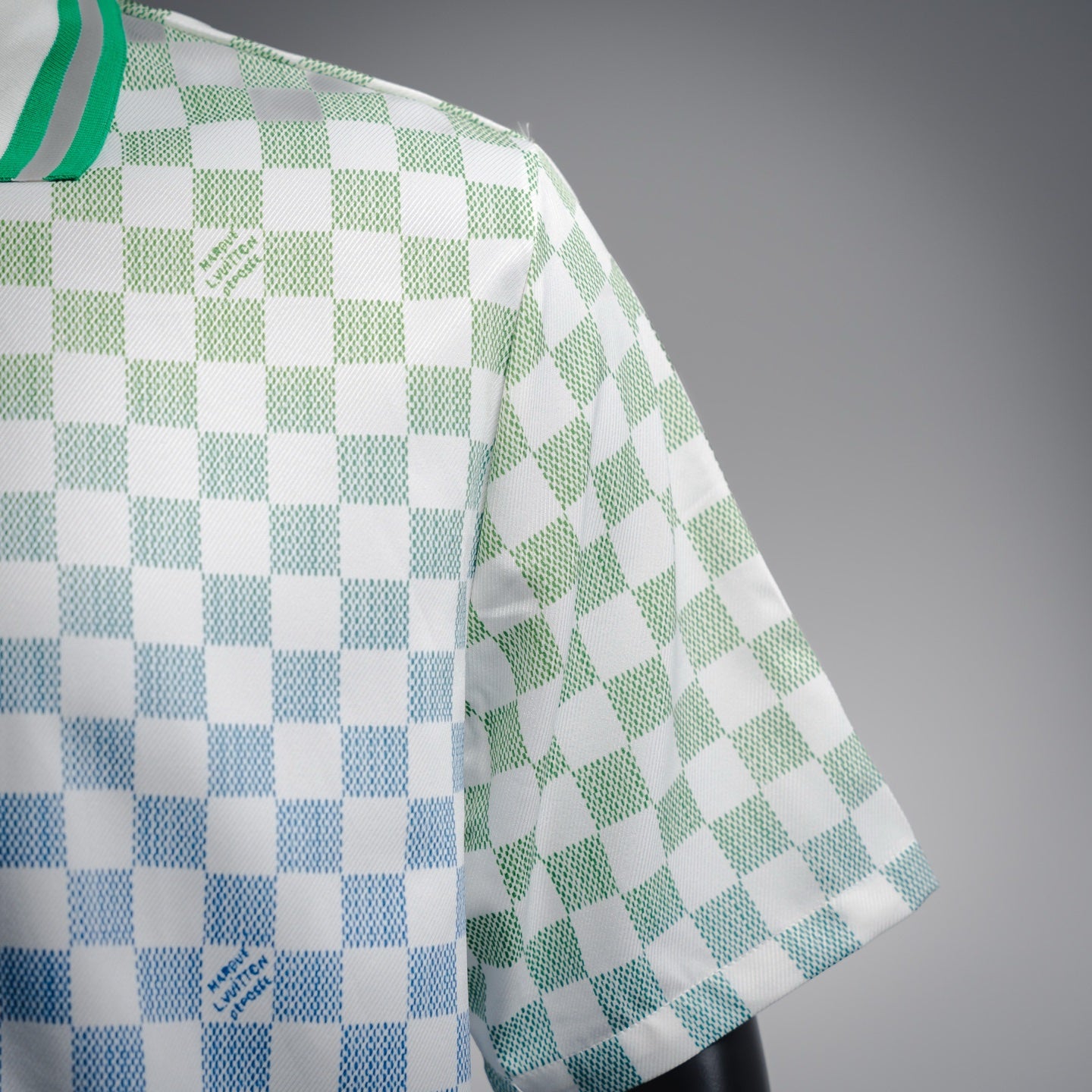 LV Damier Gradient Printed Silk & cotton Polo Short-Sleeved Shirt