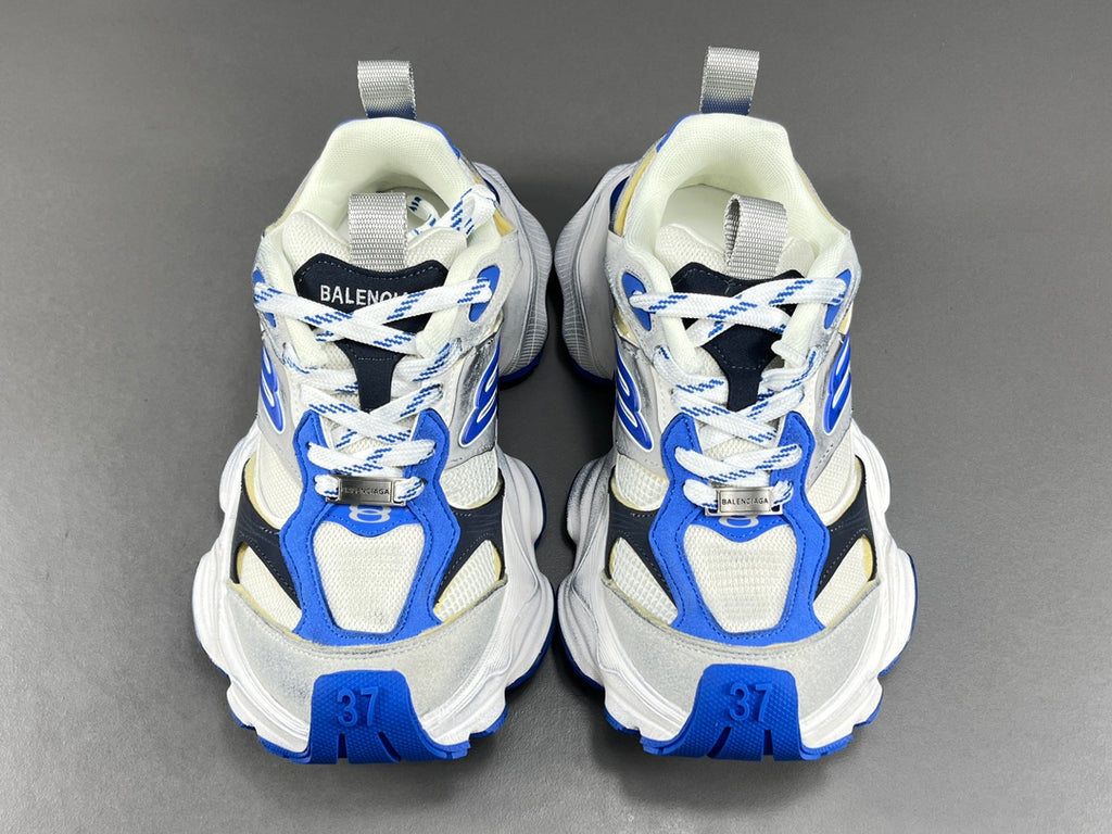 Balenciag! Cargo Round Toe Lace-Up Sneaker White & Blue