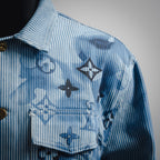 LV Striped Monogram Workwear Denim Shirt