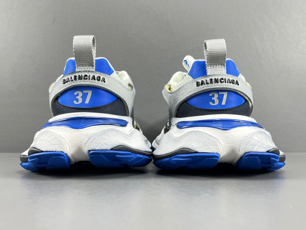 Balenciag! Cargo Round Toe Lace-Up Sneaker White & Blue