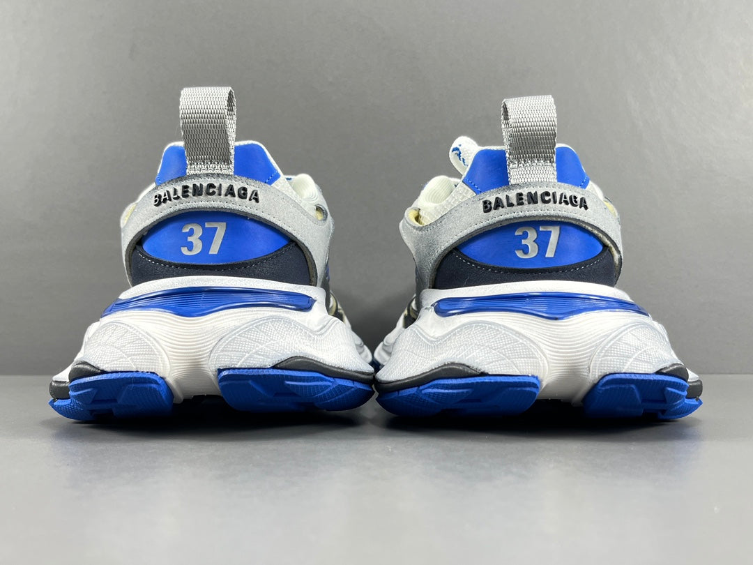 Balenciag! Cargo Round Toe Lace-Up Sneaker White & Blue