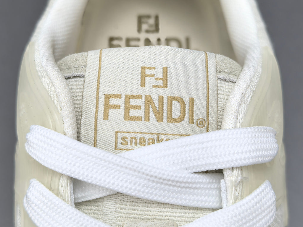 Fend! Match Sneakers FF Jacquard White Suede Fabric Low Tops