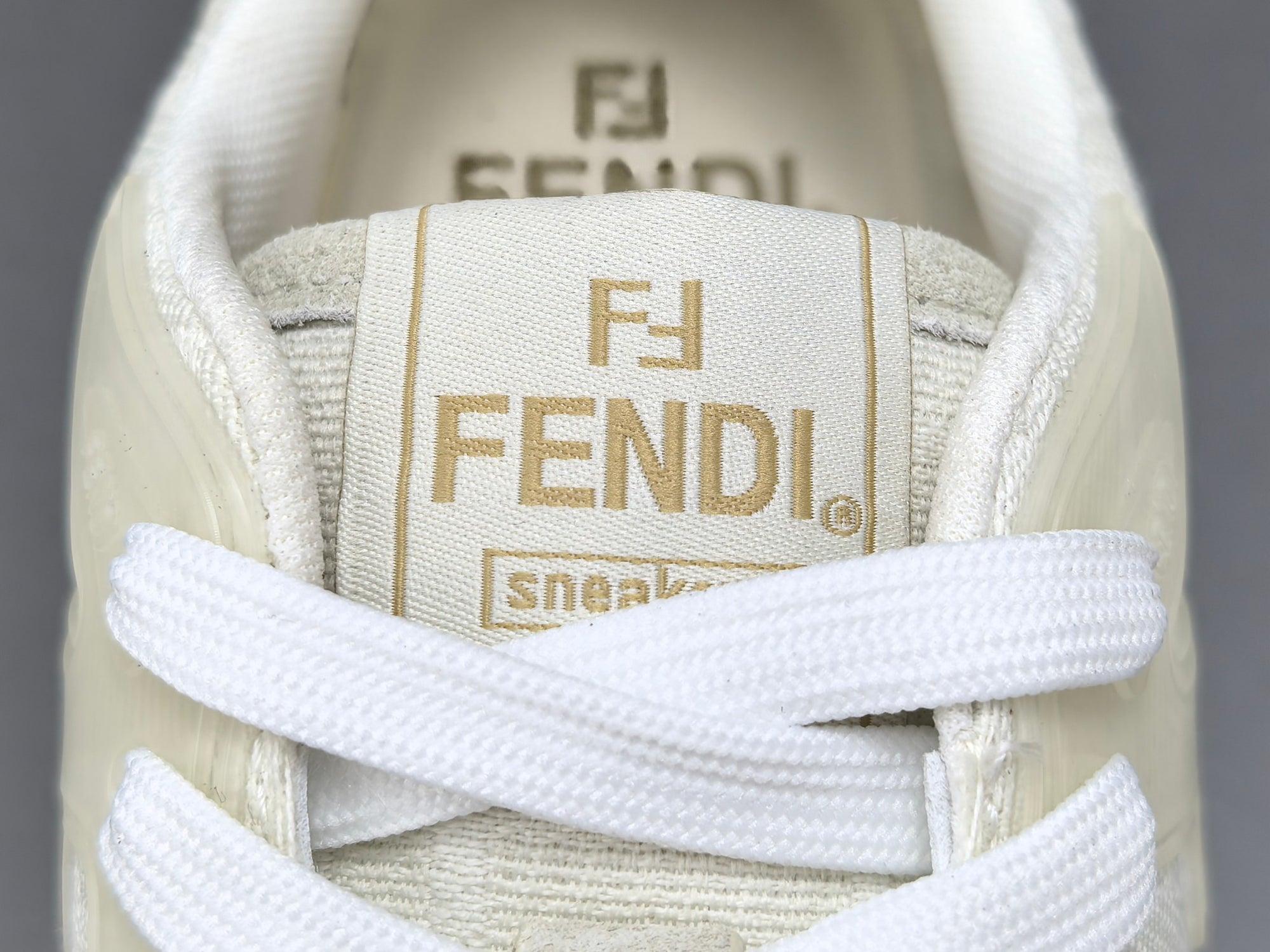 Fend! Match Sneakers FF Jacquard White Suede Fabric Low Tops