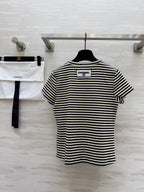 CHNE! Vintage Series U-neck Striped T-shirt