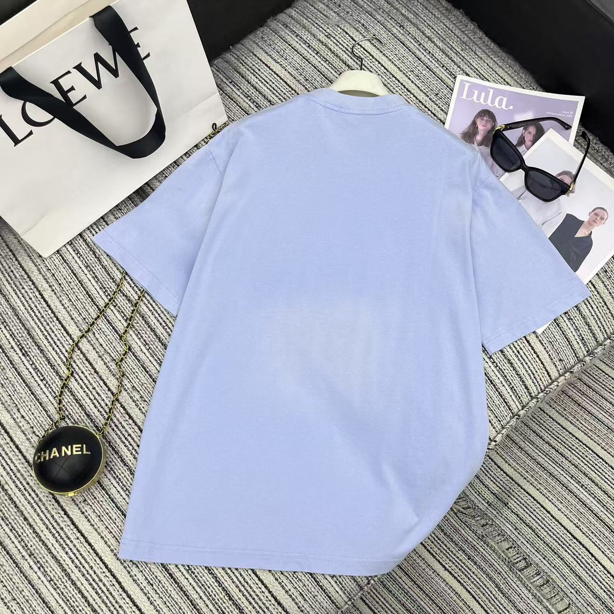 LOEW! embroidered logo round neck short sleeve T-shirt