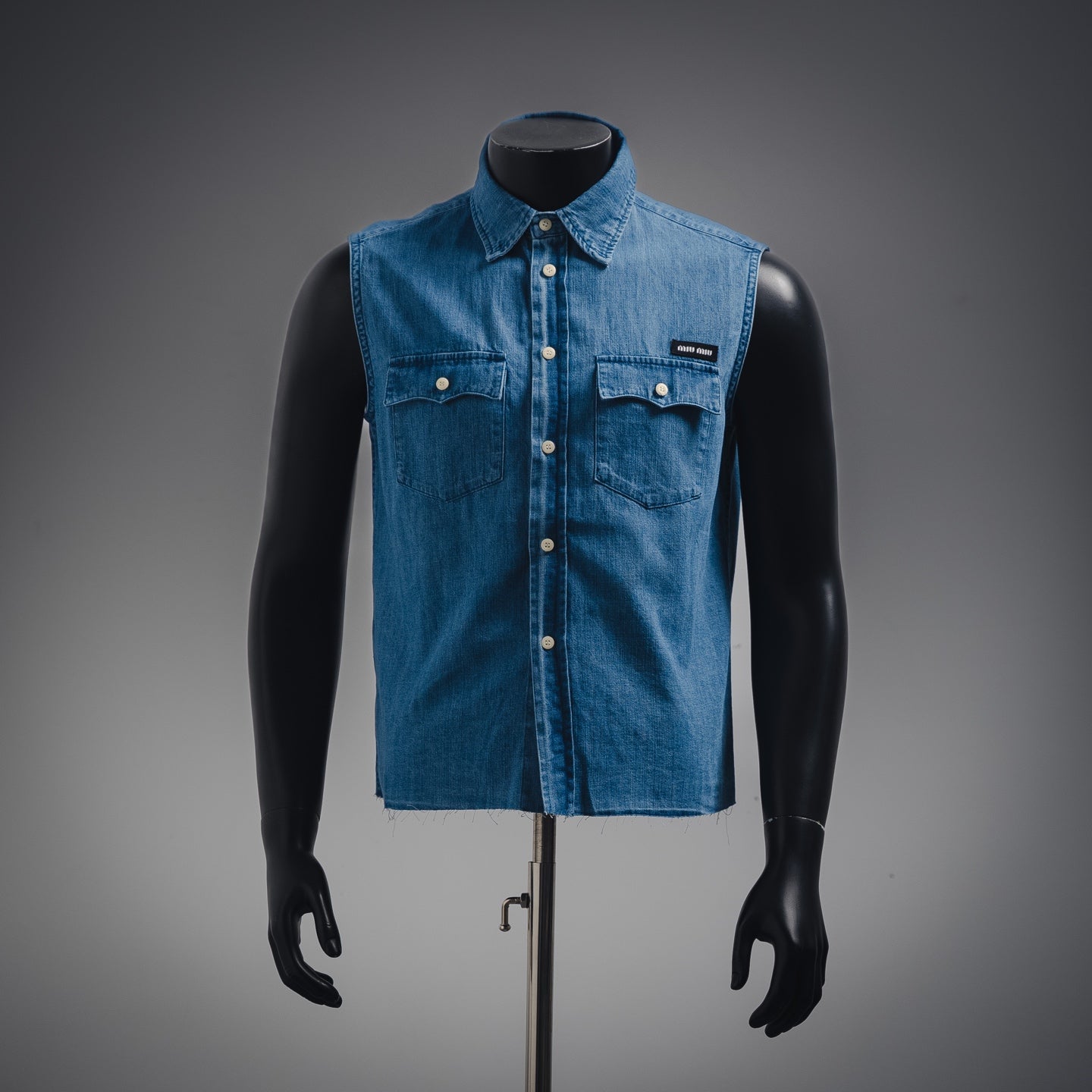 Miu Mi! Blue sleeveless Denim shirt