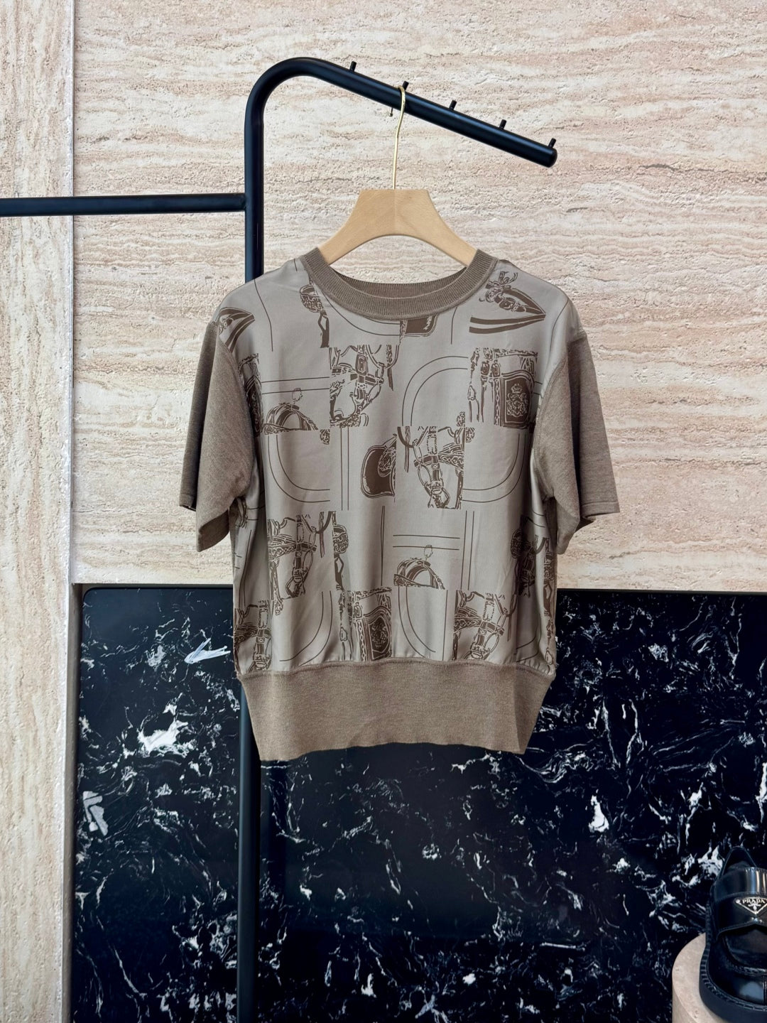 Hermè! silk cotton short-sleeved top purple
