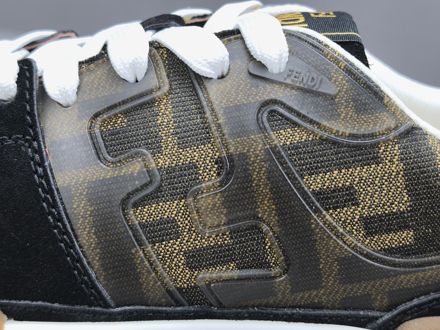 Fend! Match Sneakers Brown FF Jacquard & Black Suede Fabric Low Tops