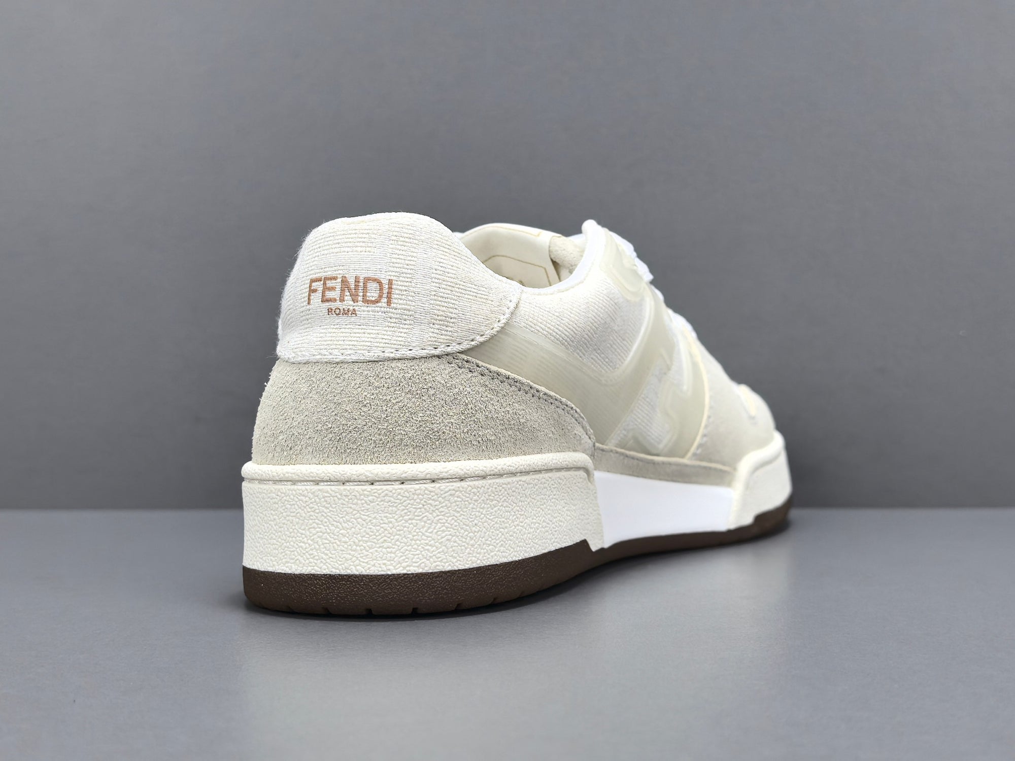 Fend! Match Sneakers FF Jacquard White Suede Fabric Low Tops