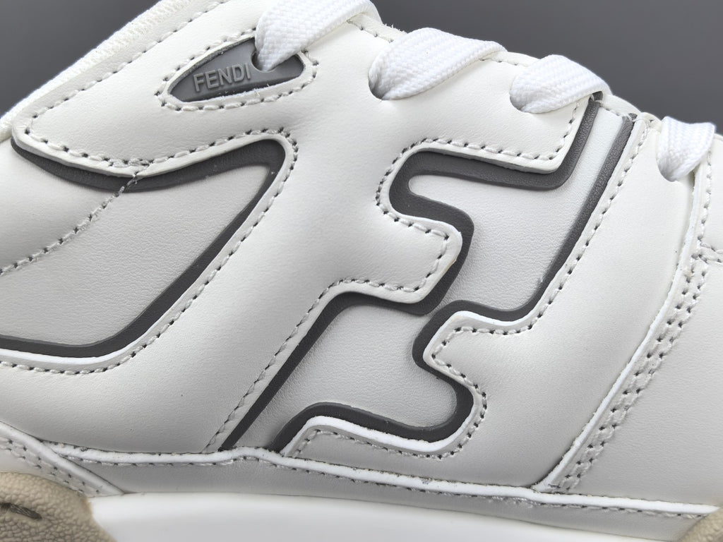 Fend! Match Sneakers FF Jacquard White & Black Suede Fabric Low Tops