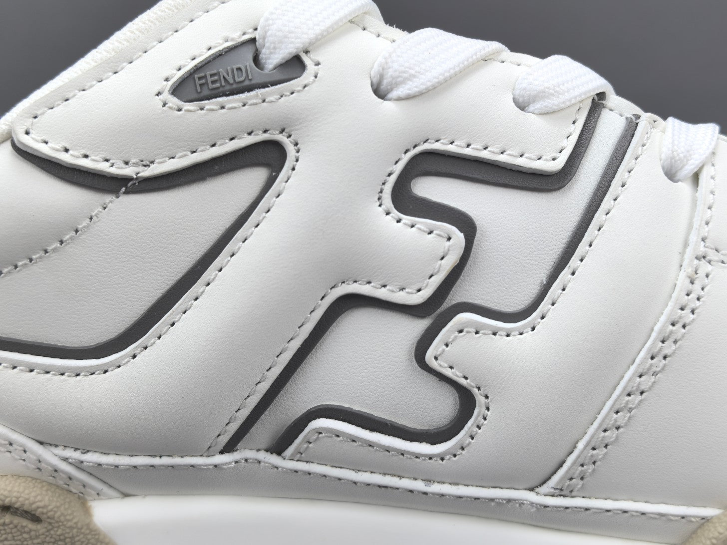 Fend! Match Sneakers FF Jacquard White & Black Suede Fabric Low Tops