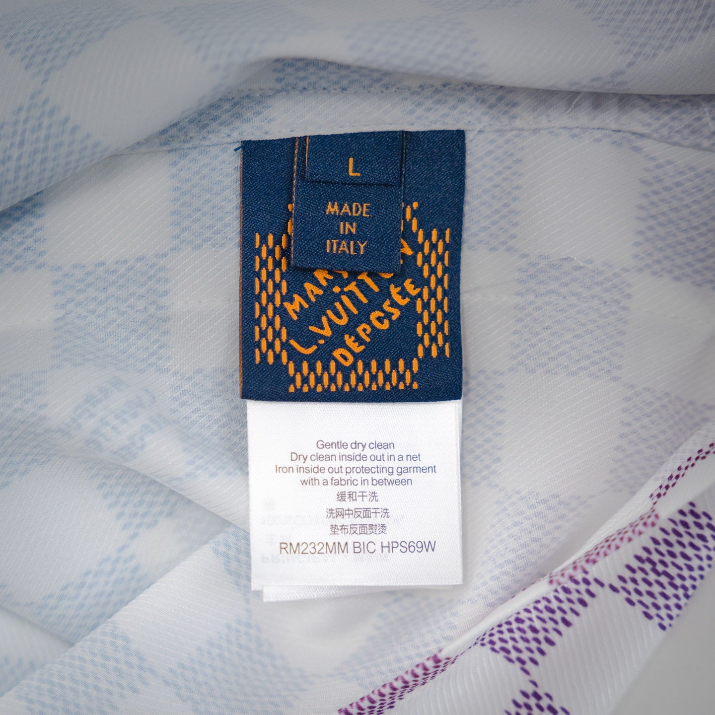 LV Damier Gradient Printed Silk & cotton Polo Short-Sleeved Shirt