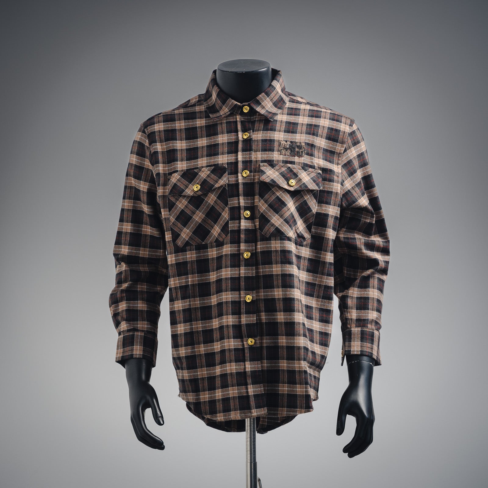 Miu Mi! Brown Wool Tartan Shirt