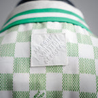 قميص بولو LV Damier Gradient المطبوع من الحرير والقطن بأكمام قصيرة