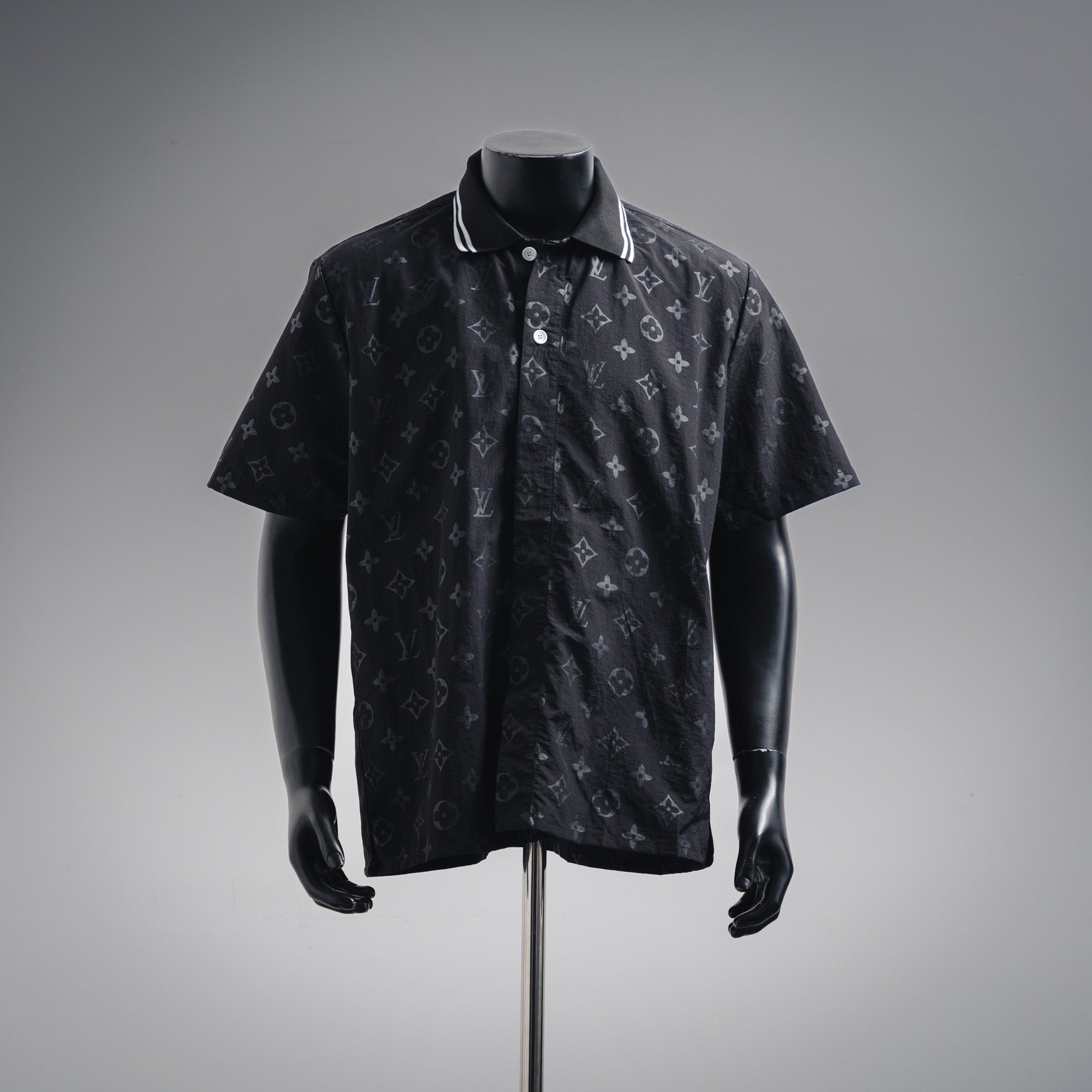 LV Damier Gradient Printed Silk & cotton Polo Short-Sleeved Shirt