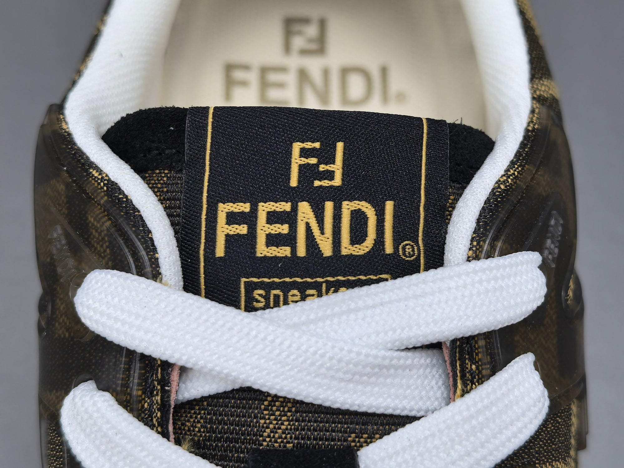 Fend! Match Sneakers Brown FF Jacquard & Black Suede Fabric Low Tops