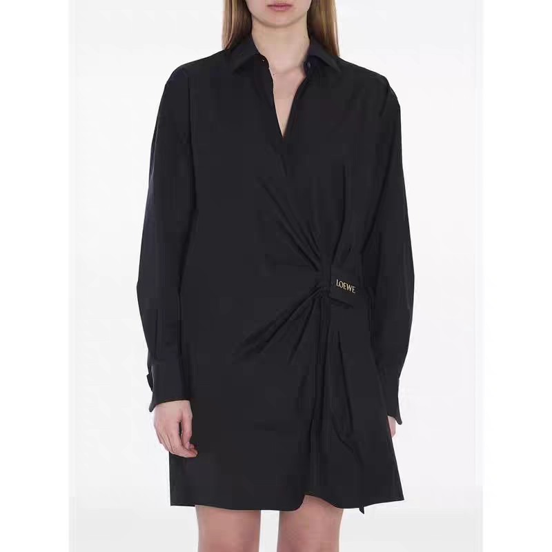 Loewe Draped Poplin Mini Shirtdress