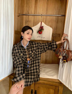 قميص ميو مي! صوف بني منقوش