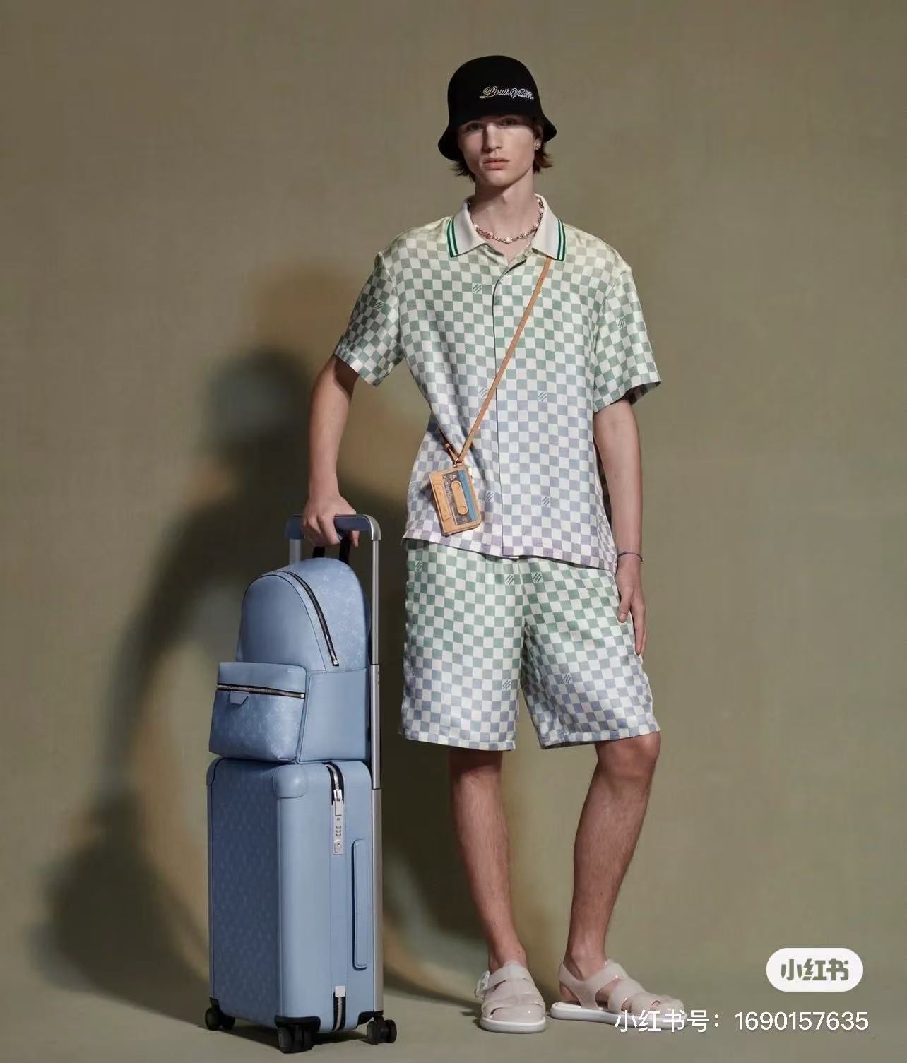 LV Damier Gradient Printed Silk & cotton Polo Short-Sleeved Shirt