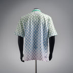قميص بولو LV Damier Gradient المطبوع من الحرير والقطن بأكمام قصيرة